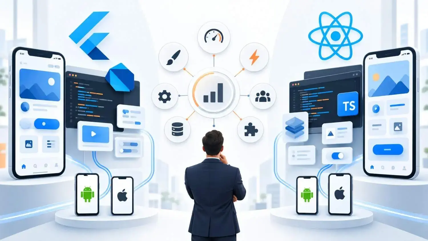 Flutter vs React Native comparison for mobile app development in 2026