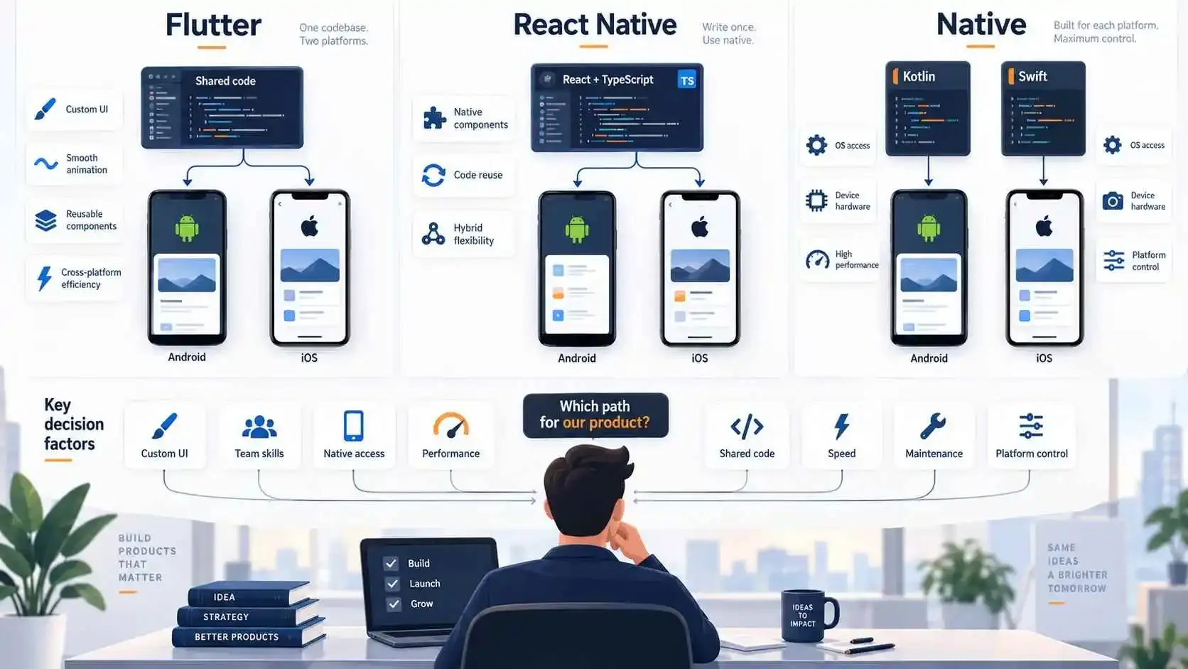 Flutter vs React Native vs native mobile app development decision guide